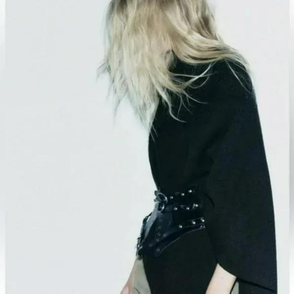 ZARA STUDDED 100% COW LEATHER CUMMERBUND - Picture 5 of 10